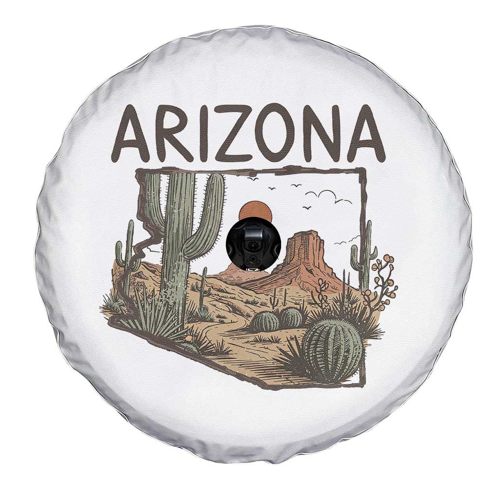 Arizona State Map Desert Landscape Cactus Southwest Spare Tire Cover