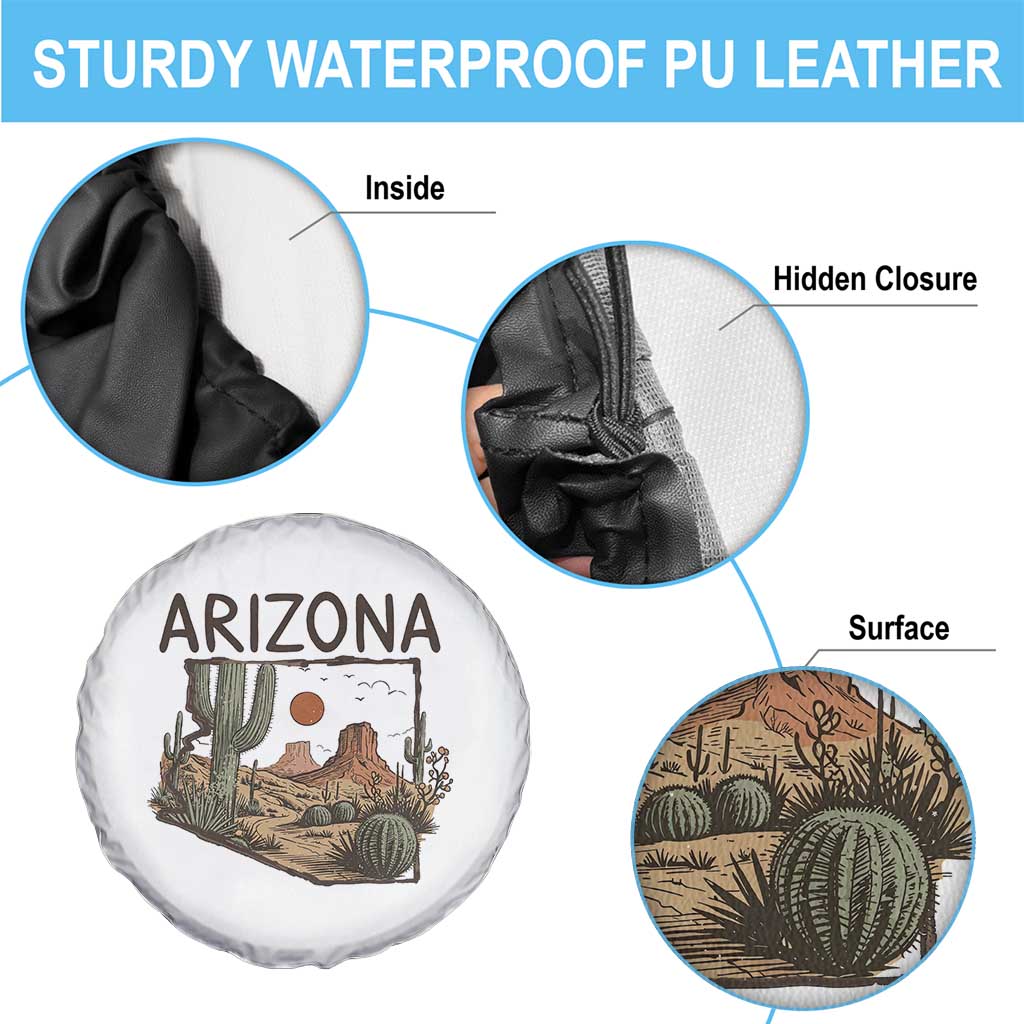 Arizona State Map Desert Landscape Cactus Southwest Spare Tire Cover