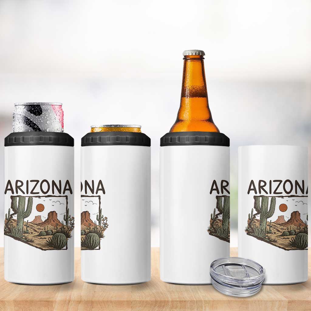 Arizona State Map Desert Landscape Cactus Southwest 4 in 1 Can Cooler Tumbler