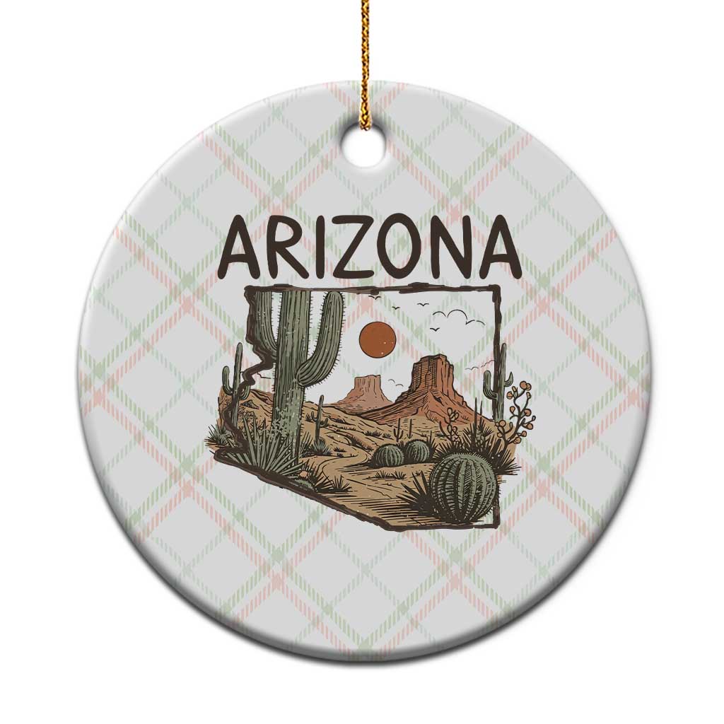 Arizona State Map Desert Landscape Cactus Southwest Ceramic Ornament