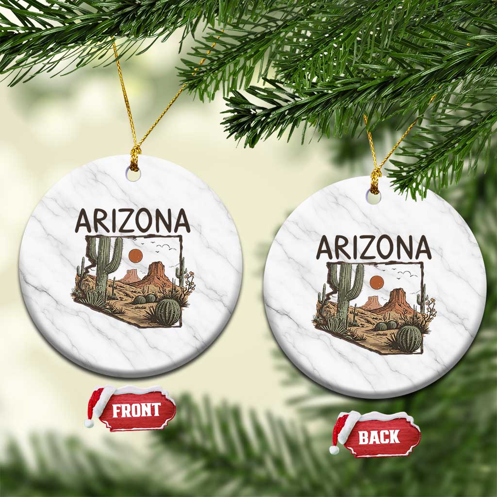 Arizona State Map Desert Landscape Cactus Southwest Ceramic Ornament