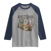 Arizona State Map Desert Landscape Cactus Southwest Raglan Shirt