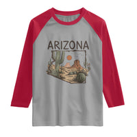 Arizona State Map Desert Landscape Cactus Southwest Raglan Shirt