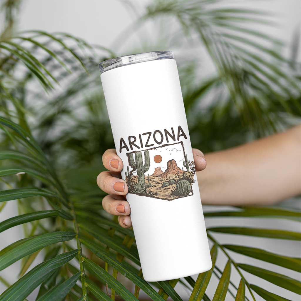 Arizona State Map Desert Landscape Cactus Southwest Skinny Tumbler