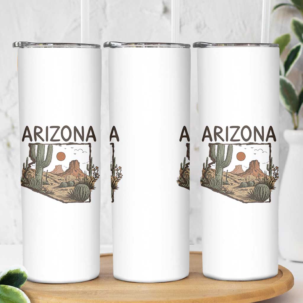 Arizona State Map Desert Landscape Cactus Southwest Skinny Tumbler