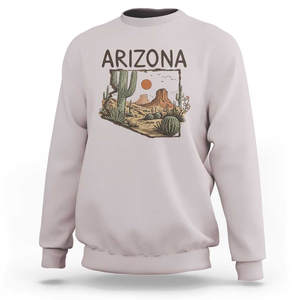 Arizona State Map Desert Landscape Cactus Southwest Sweatshirt