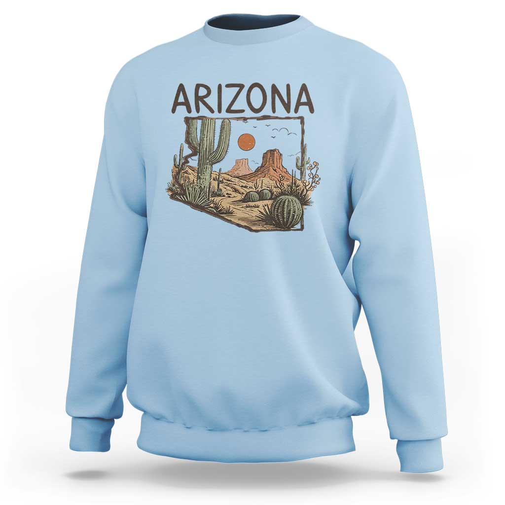 Arizona State Map Desert Landscape Cactus Southwest Sweatshirt