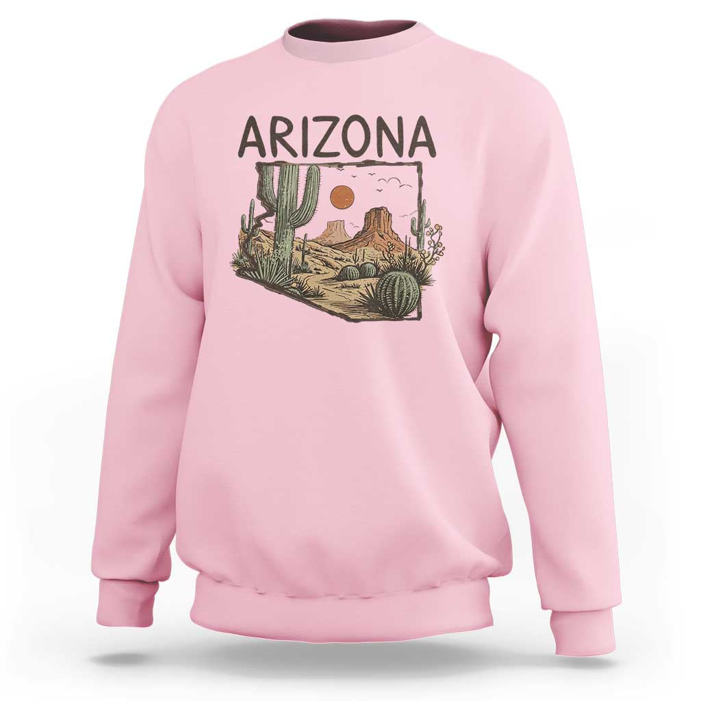 Arizona State Map Desert Landscape Cactus Southwest Sweatshirt