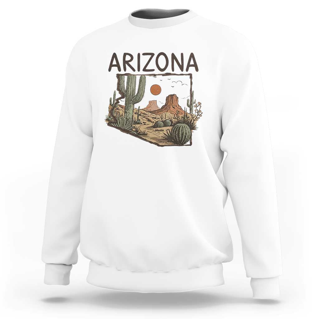 Arizona State Map Desert Landscape Cactus Southwest Sweatshirt