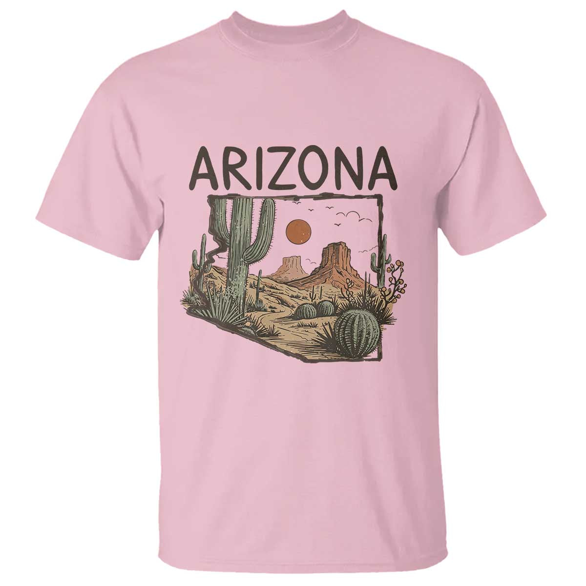 Arizona State Map Desert Landscape Cactus Southwest T Shirt