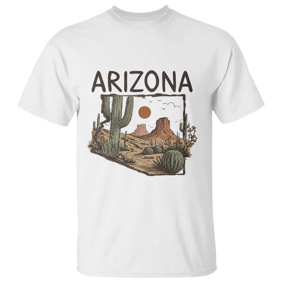 Arizona State Map Desert Landscape Cactus Southwest T Shirt
