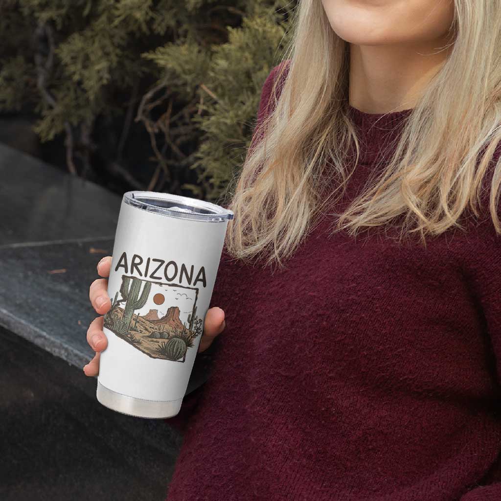 Arizona State Map Desert Landscape Cactus Southwest Tumbler Cup