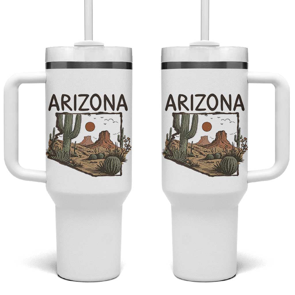 Arizona State Map Desert Landscape Cactus Southwest Tumbler With Handle