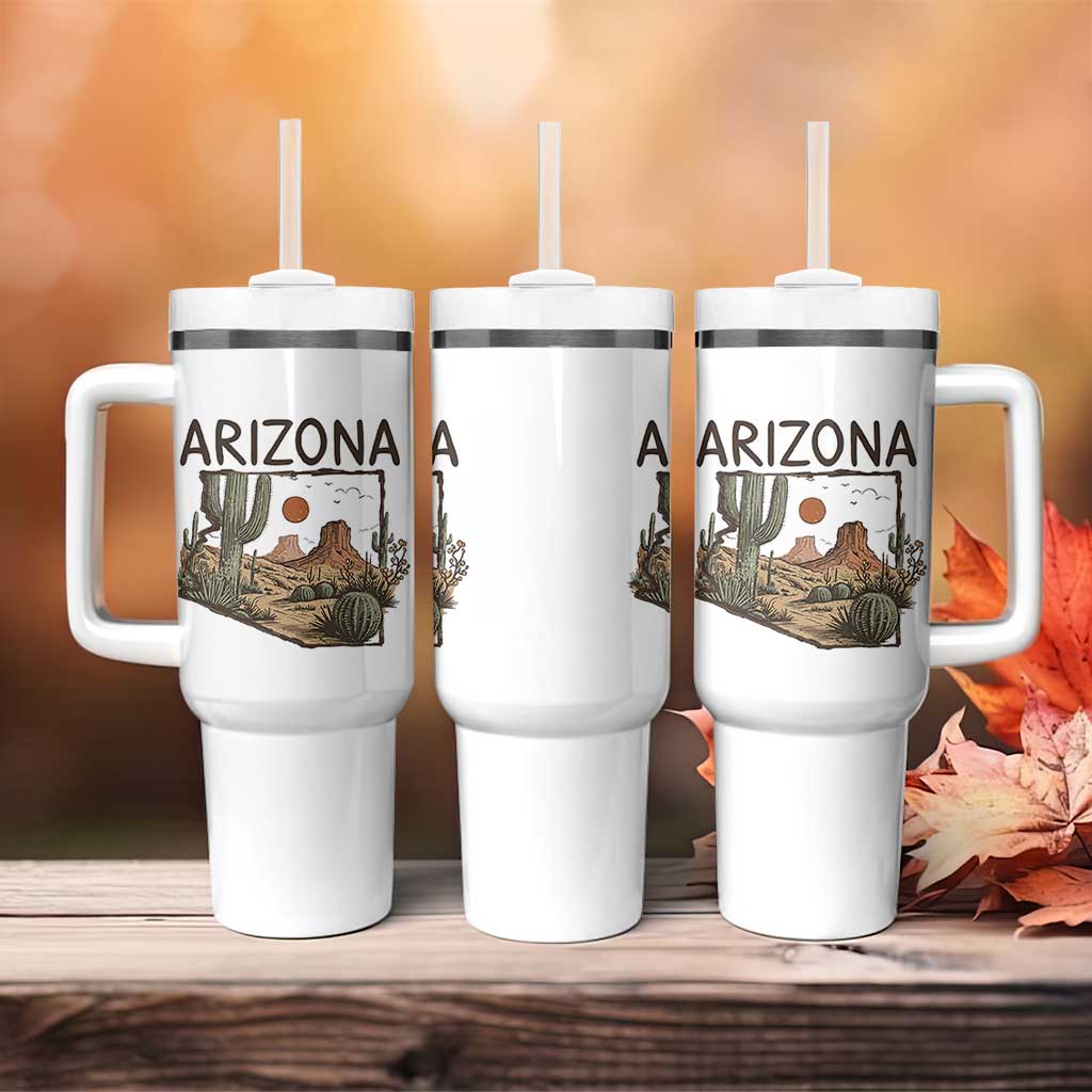 Arizona State Map Desert Landscape Cactus Southwest Tumbler With Handle