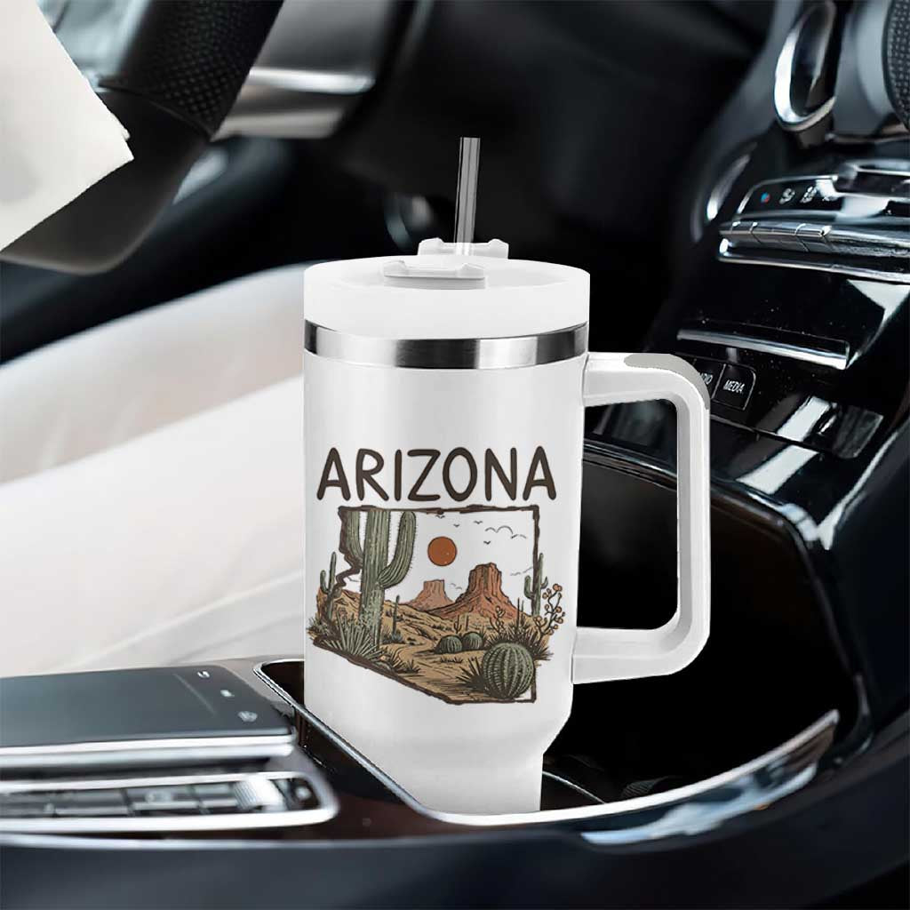 Arizona State Map Desert Landscape Cactus Southwest Tumbler With Handle