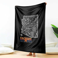 Arizona Map Phoenix Sedona Tucson Southwest Travel Throw Blanket