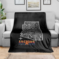 Arizona Map Phoenix Sedona Tucson Southwest Travel Throw Blanket