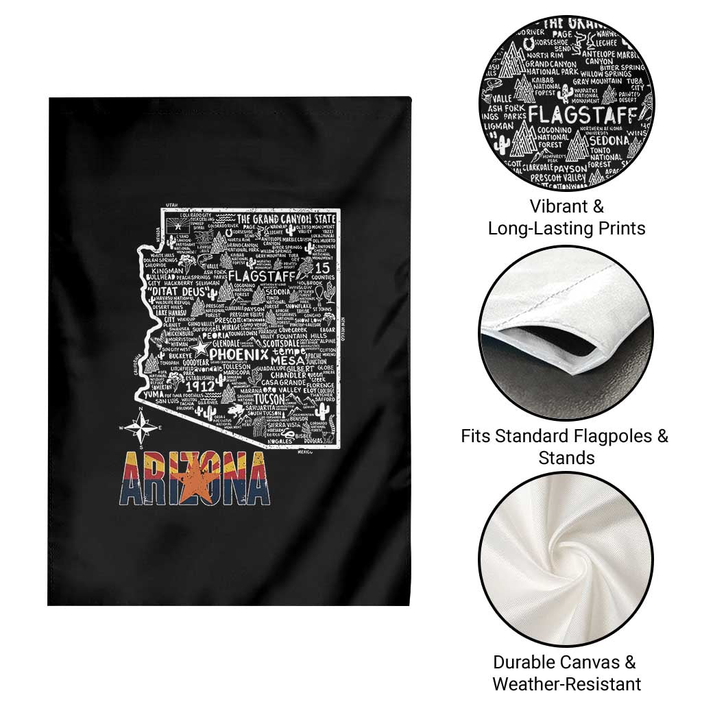 Arizona Map Phoenix Sedona Tucson Southwest Travel Garden Flag