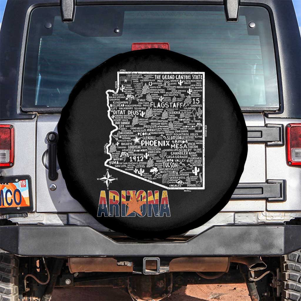 Arizona Map Phoenix Sedona Tucson Southwest Travel Spare Tire Cover