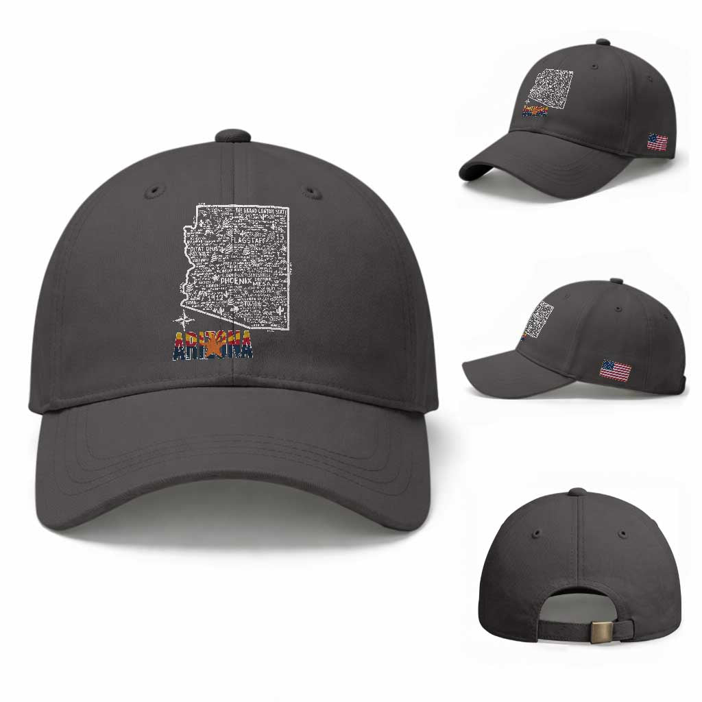 Arizona Map Phoenix Sedona Tucson Southwest Travel Baseball Cap