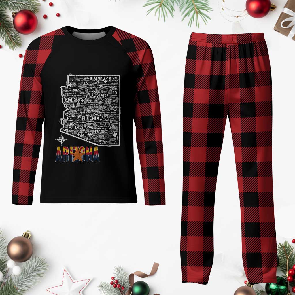 Arizona Map Phoenix Sedona Tucson Southwest Travel Plaid Pajama Set