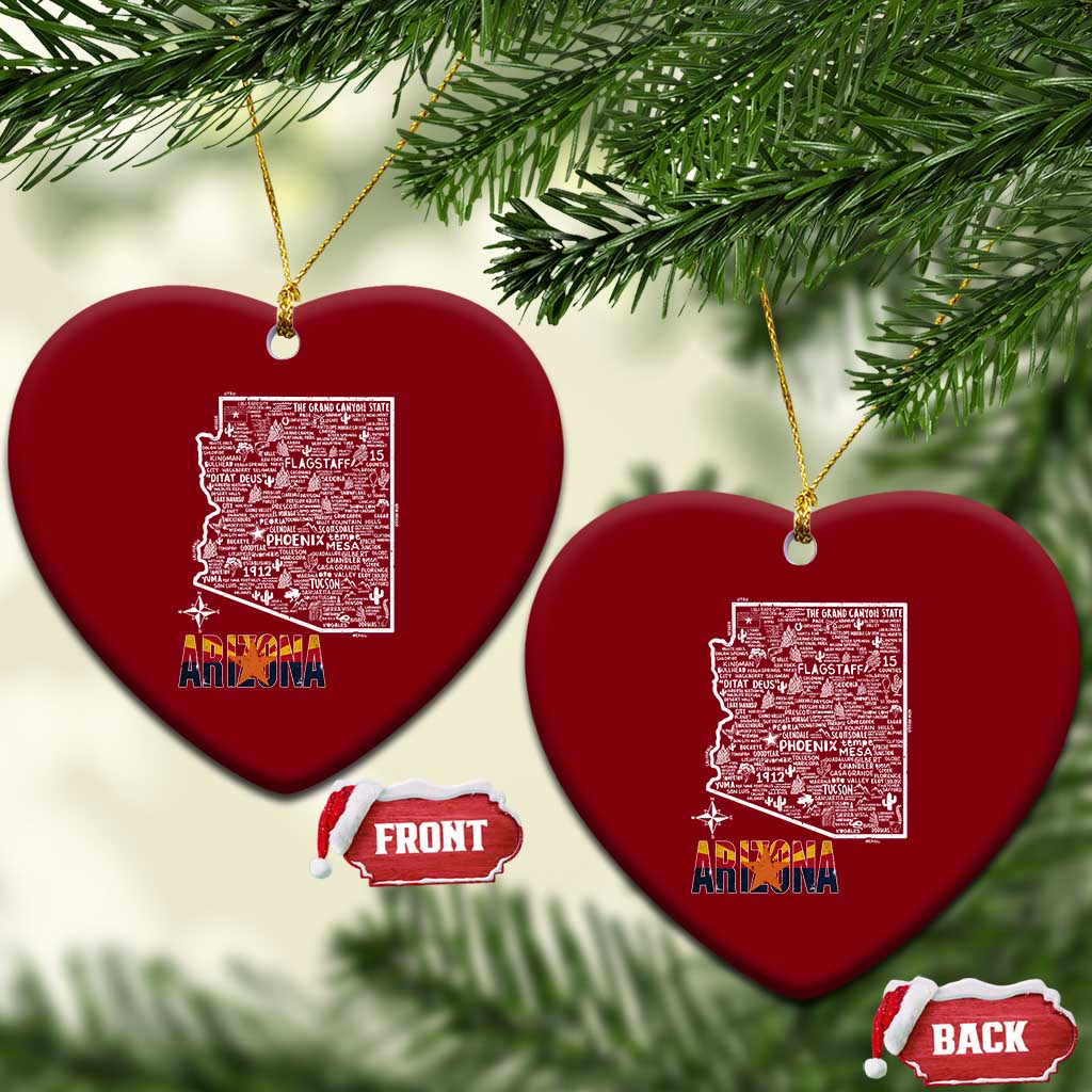 Arizona Map Phoenix Sedona Tucson Southwest Travel Ceramic Ornament