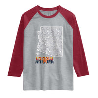Arizona Map Phoenix Sedona Tucson Southwest Travel Raglan Shirt