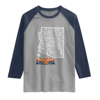 Arizona Map Phoenix Sedona Tucson Southwest Travel Raglan Shirt
