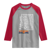 Arizona Map Phoenix Sedona Tucson Southwest Travel Raglan Shirt