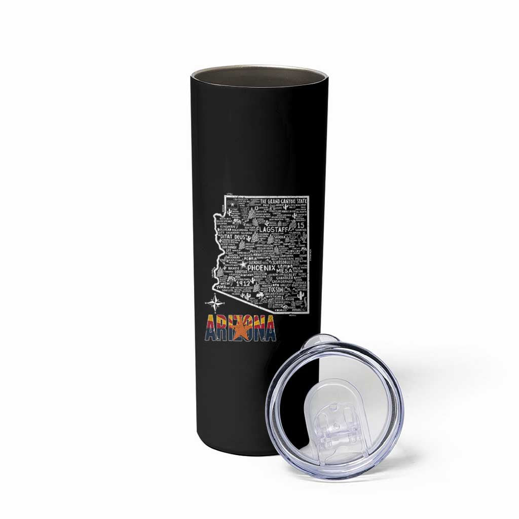 Arizona Map Phoenix Sedona Tucson Southwest Travel Skinny Tumbler