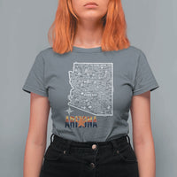 Arizona Map Phoenix Sedona Tucson Southwest Travel T Shirt For Women