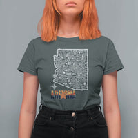 Arizona Map Phoenix Sedona Tucson Southwest Travel T Shirt For Women