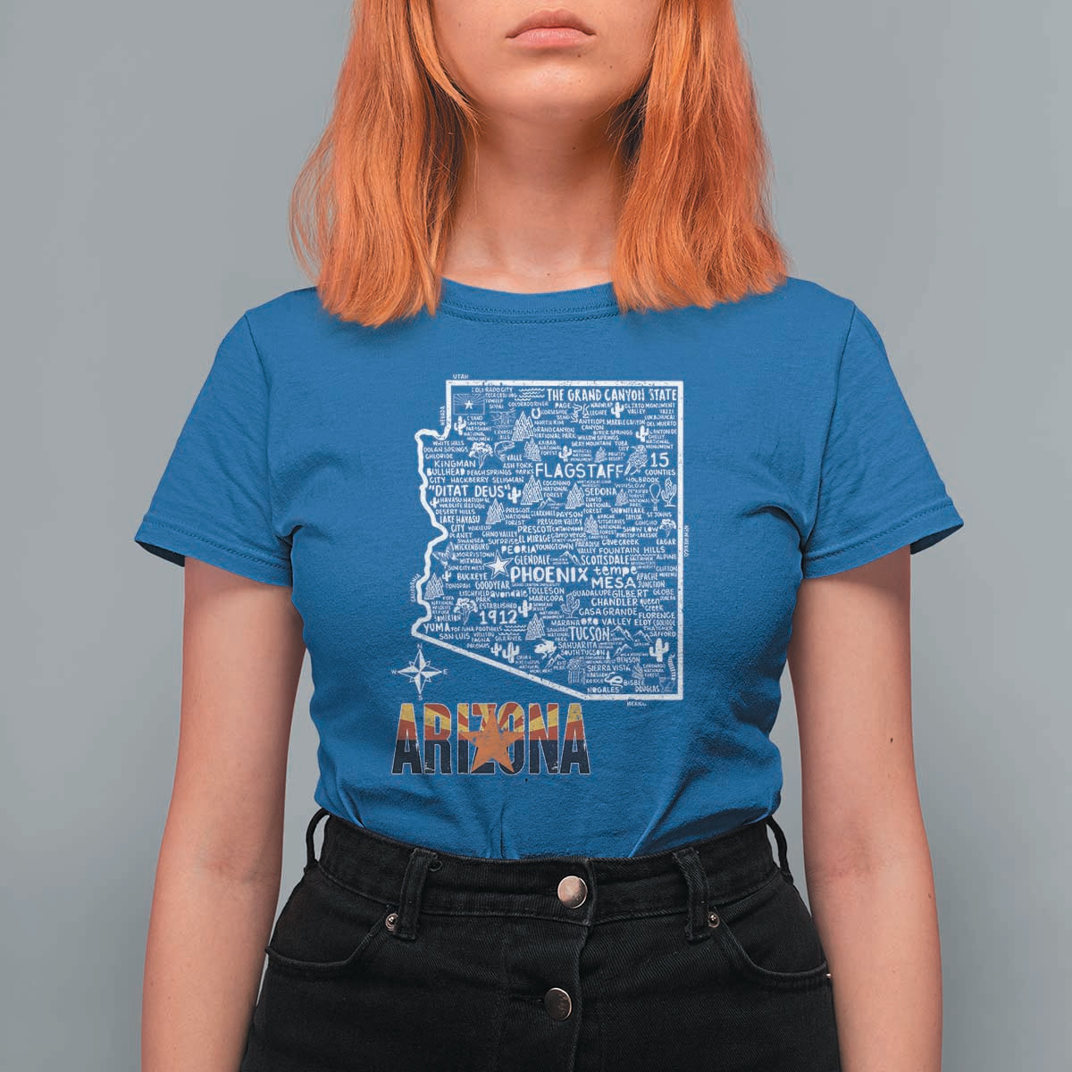 Arizona Map Phoenix Sedona Tucson Southwest Travel T Shirt For Women