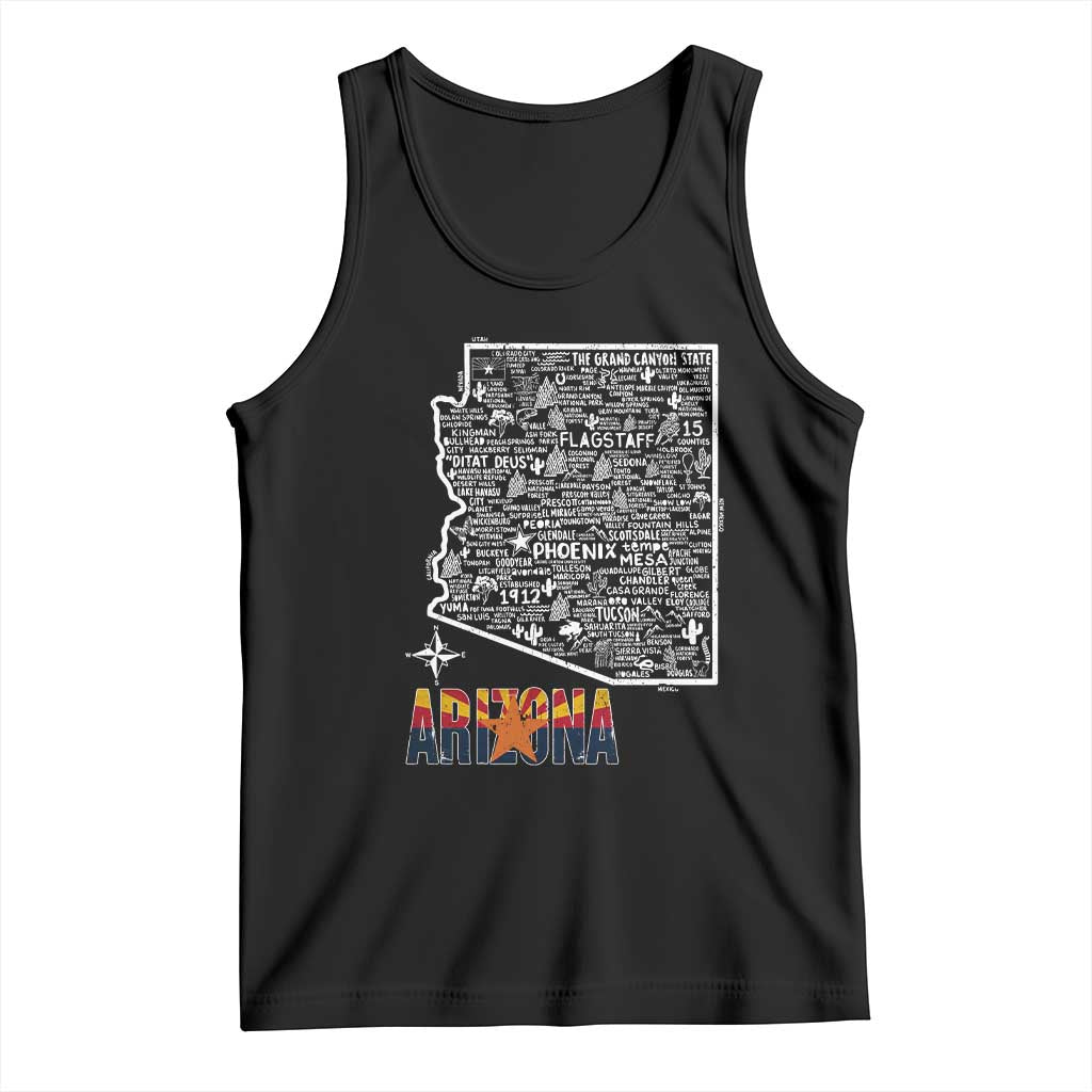 Arizona Map Phoenix Sedona Tucson Southwest Travel Tank Top