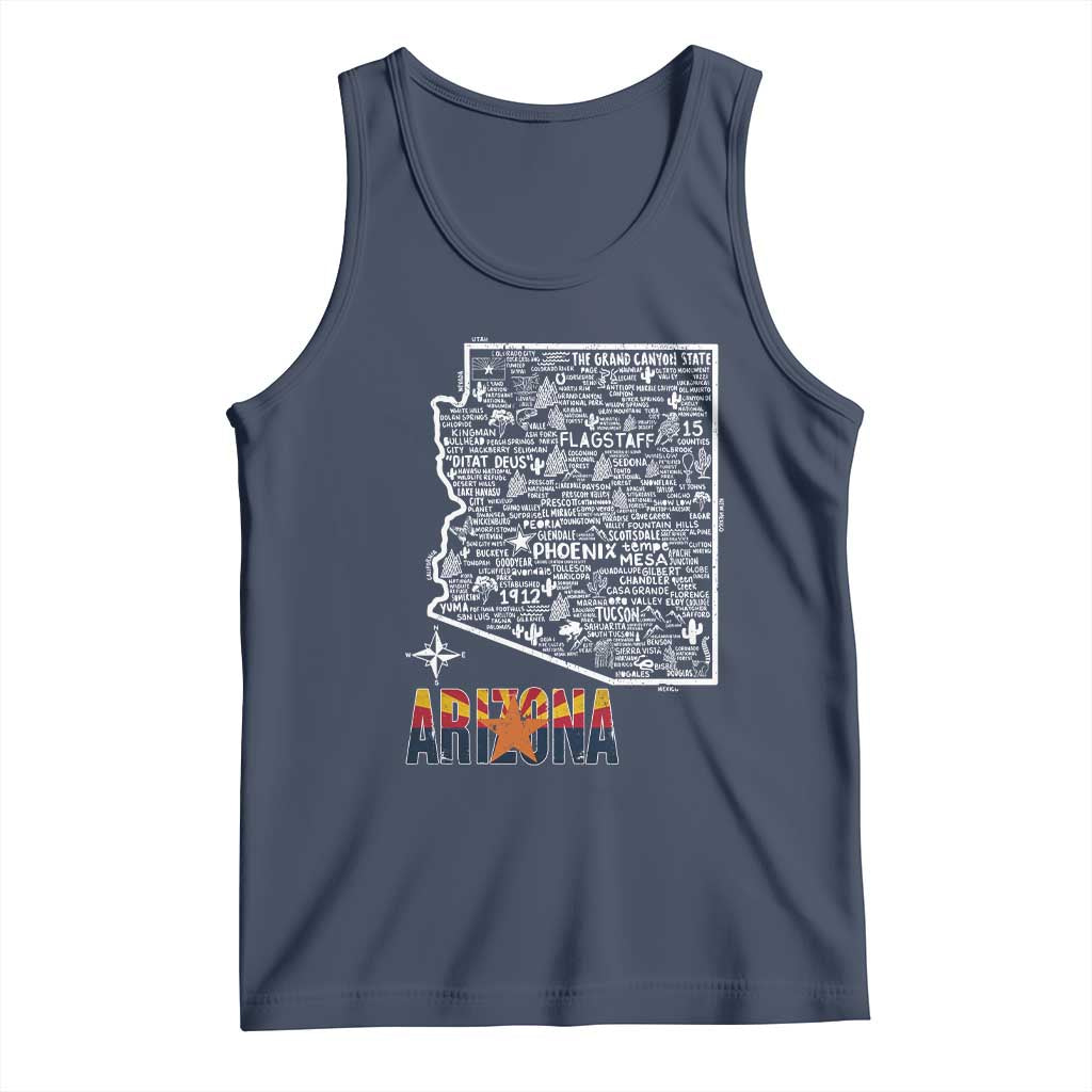 Arizona Map Phoenix Sedona Tucson Southwest Travel Tank Top