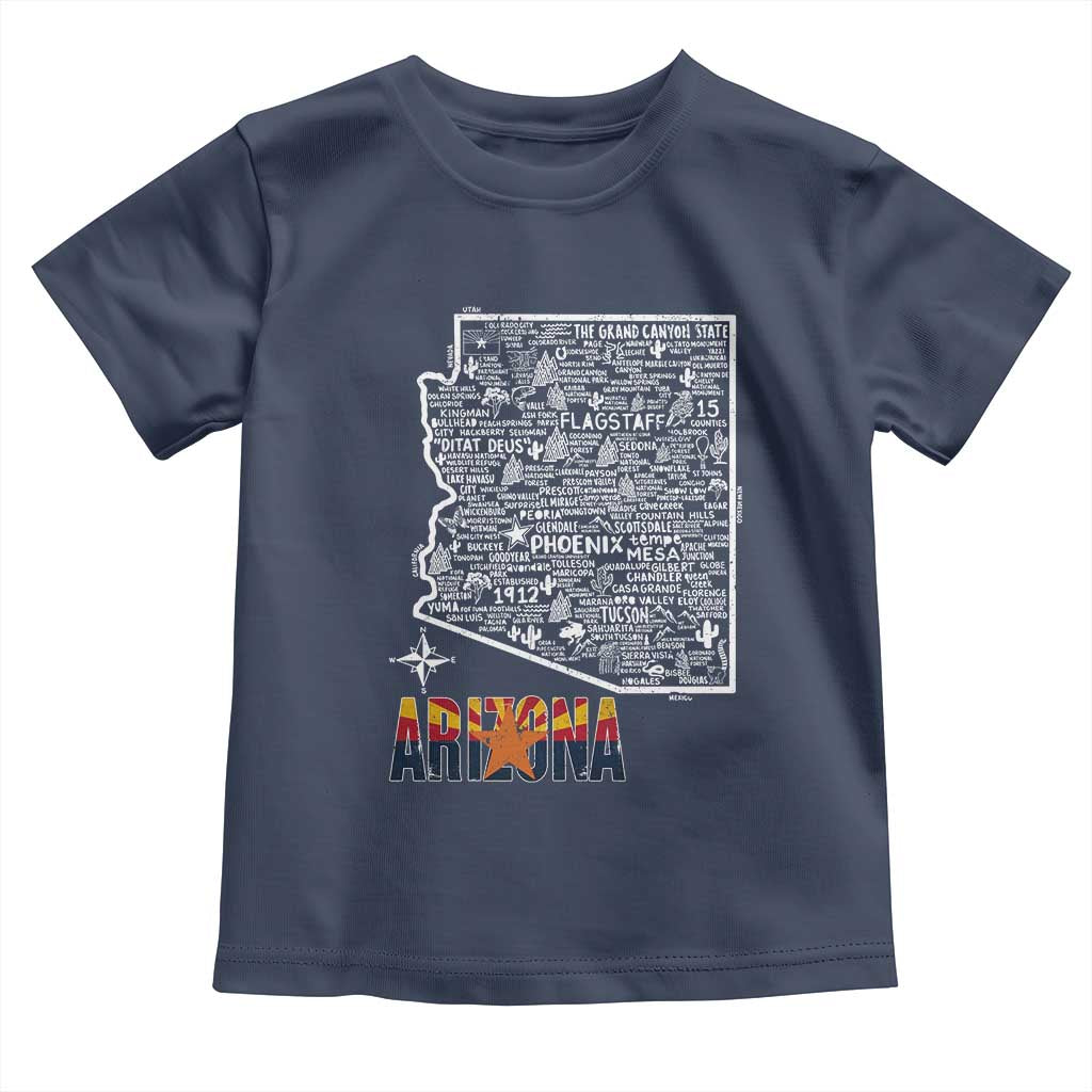 Arizona Map Phoenix Sedona Tucson Southwest Travel Toddler T Shirt