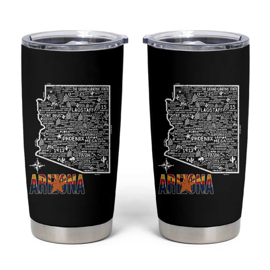 Arizona Map Phoenix Sedona Tucson Southwest Travel Tumbler Cup