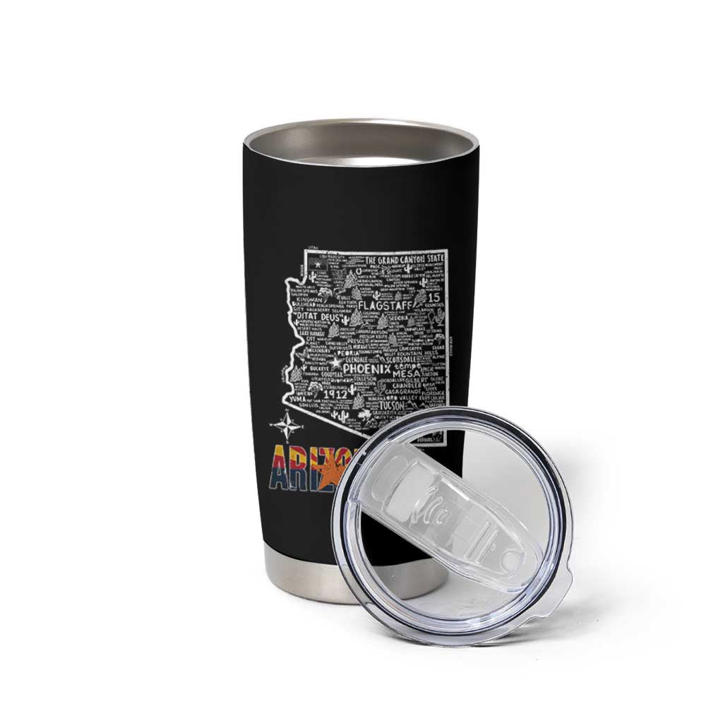 Arizona Map Phoenix Sedona Tucson Southwest Travel Tumbler Cup
