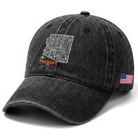 Arizona Map Phoenix Sedona Tucson Southwest Travel Washed Cotton Baseball Cap