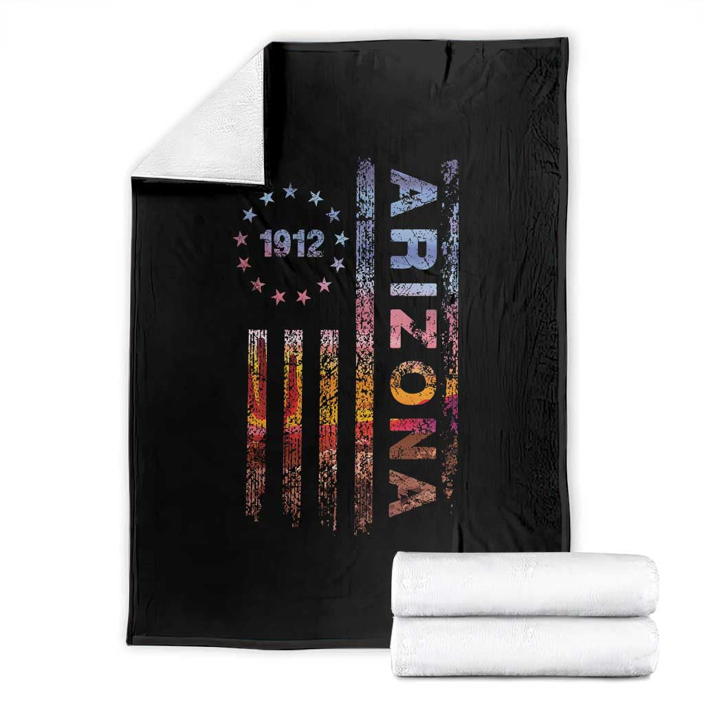 Arizona American Flag Pride Cactus Landscape Established 1912 Throw Blanket