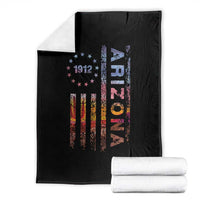 Arizona American Flag Pride Cactus Landscape Established 1912 Throw Blanket