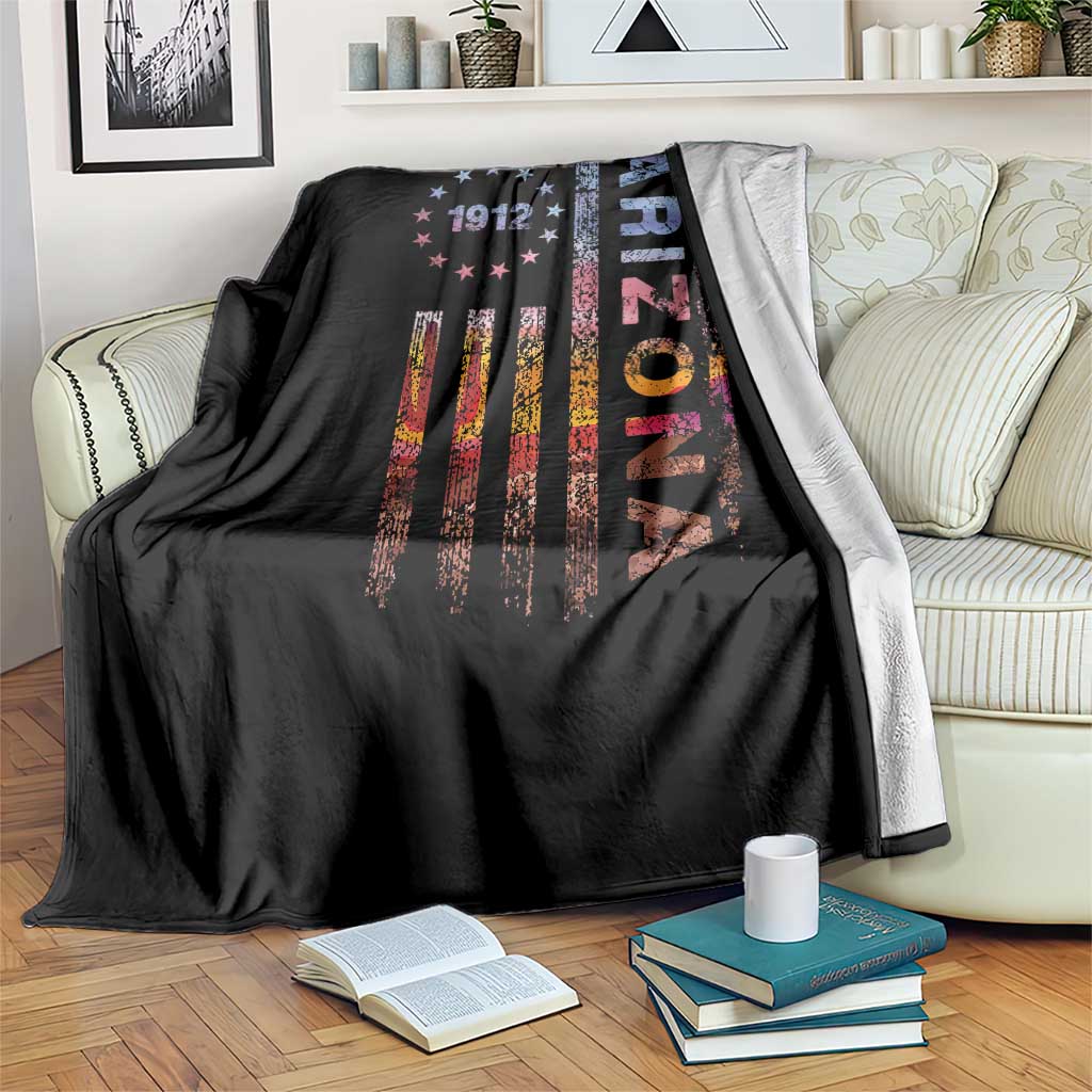 Arizona American Flag Pride Cactus Landscape Established 1912 Throw Blanket