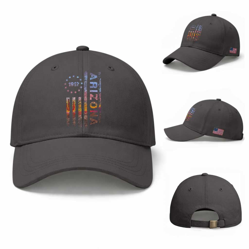 Arizona American Flag Pride Cactus Landscape Established 1912 Baseball Cap