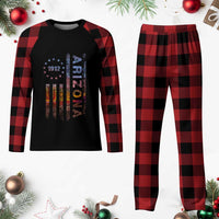 Arizona American Flag Pride Cactus Landscape Established 1912 Plaid Pajama Set