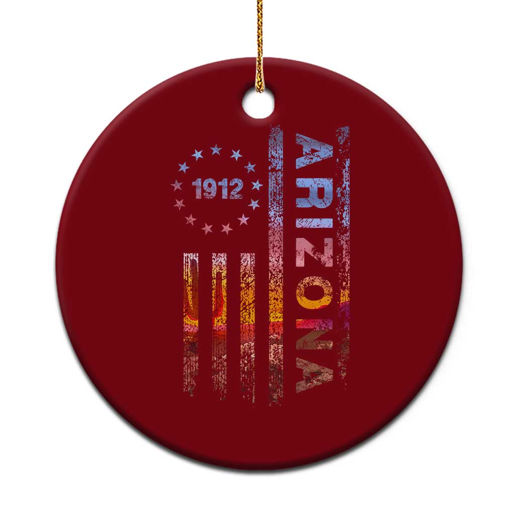 Arizona American Flag Pride Cactus Landscape Established 1912 Ceramic Ornament