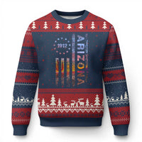 Arizona American Flag Pride Cactus Landscape Established 1912 Ugly Christmas Sweater