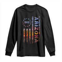 Arizona American Flag Pride Cactus Landscape Established 1912 Long Sleeve Shirt