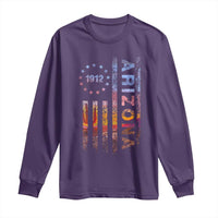 Arizona American Flag Pride Cactus Landscape Established 1912 Long Sleeve Shirt