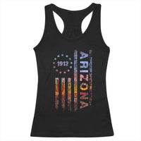 Arizona American Flag Pride Cactus Landscape Established 1912 Racerback Tank Top