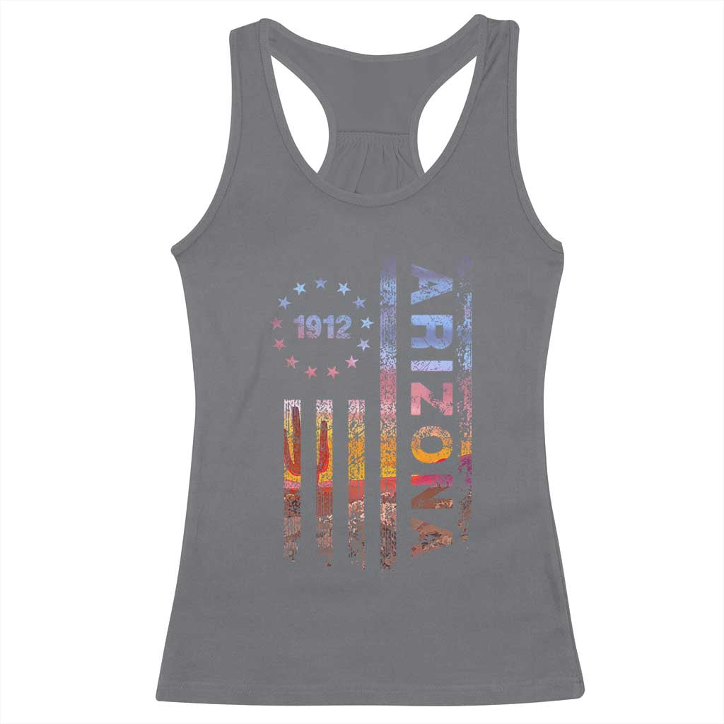 Arizona American Flag Pride Cactus Landscape Established 1912 Racerback Tank Top